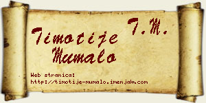 Timotije Mumalo vizit kartica